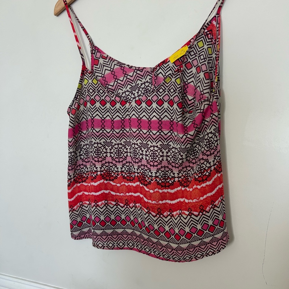 Dee Elle Pink and Red Geometric Camisole